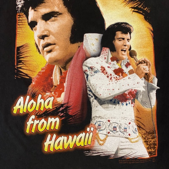 Gildan | Shirts | Vntg Elvis Presley Aloha From Hawaii Black Tshirt |  Poshmark